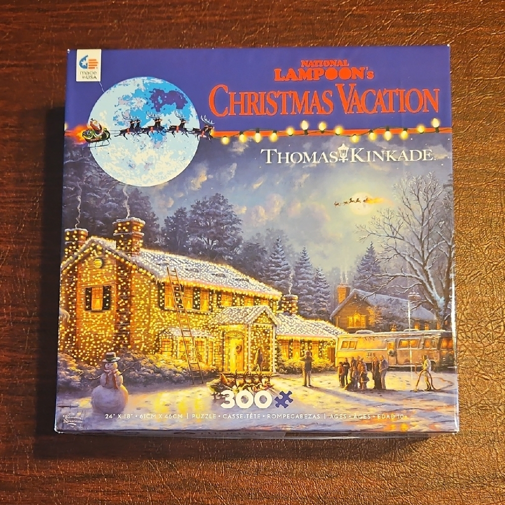 Thomas Kinkade National Lampoon's Christmas Vacation Puzzle in Blue and Gold